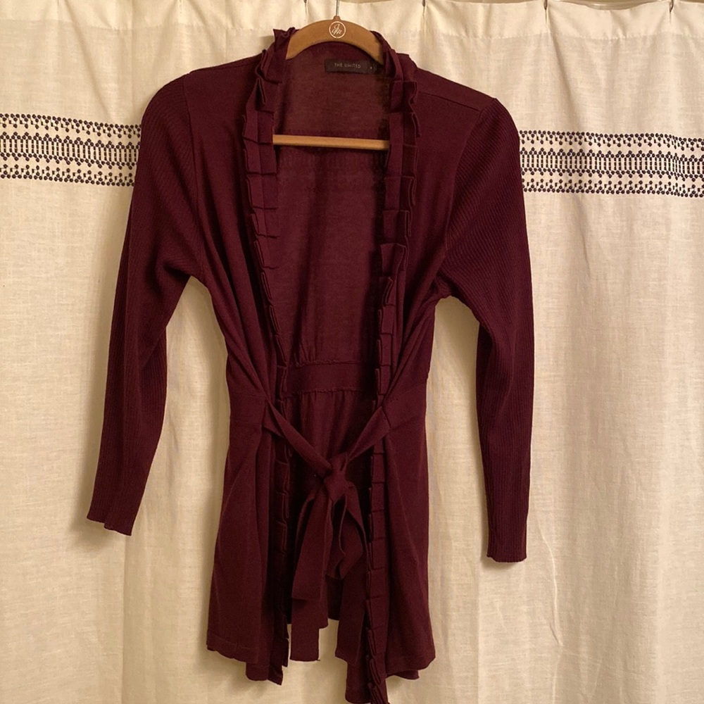 The Limited Ruffle Edge Belted Open Cardigan